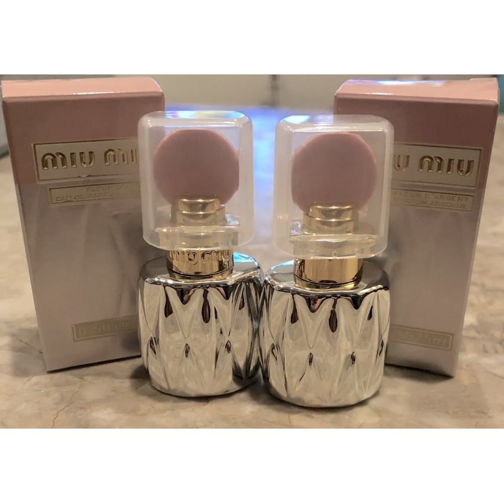 2X Miu Miu Fleur D'Argent Eau de Parfum EDP 0.25 oz / 7.5 ml. Mini New